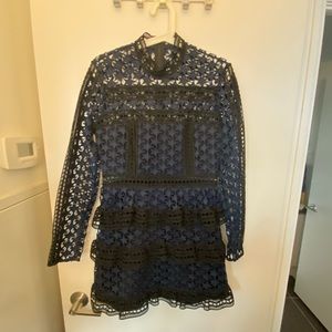 black navy self-portrait dress